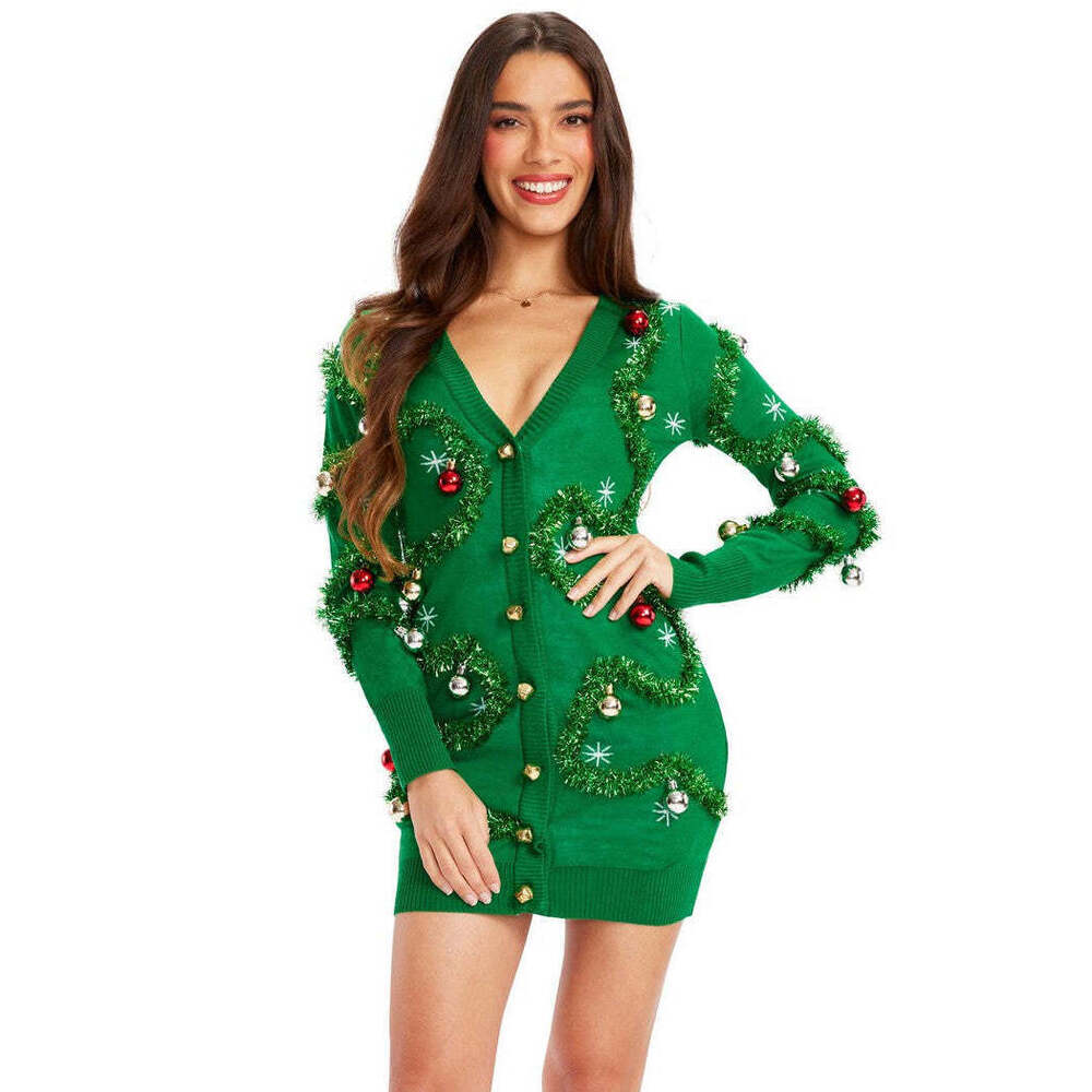 New with tags Tipsy Elves Women's Gaudy Garland Sweater Dress Size XS